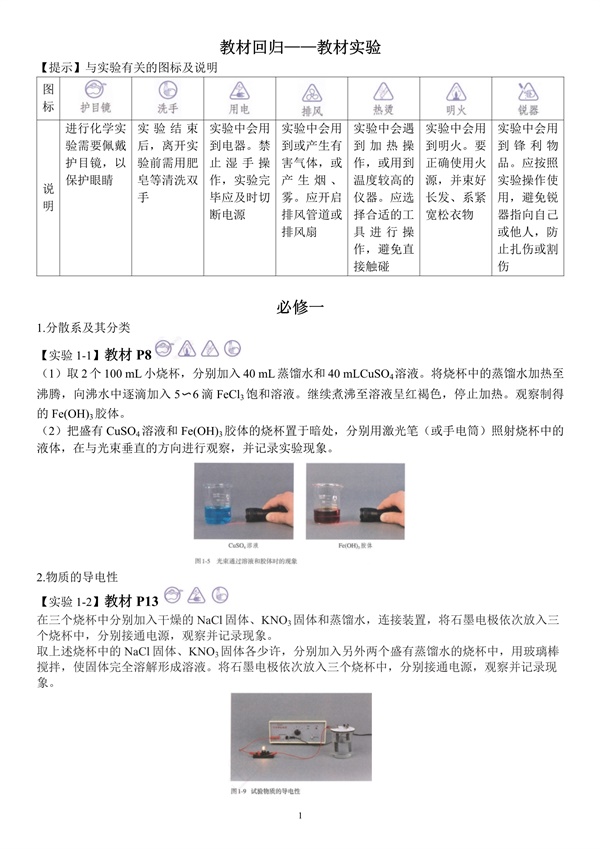 2026新人教版高中化学五本教材回归——教材实验（word版）.docx-笨小虎
